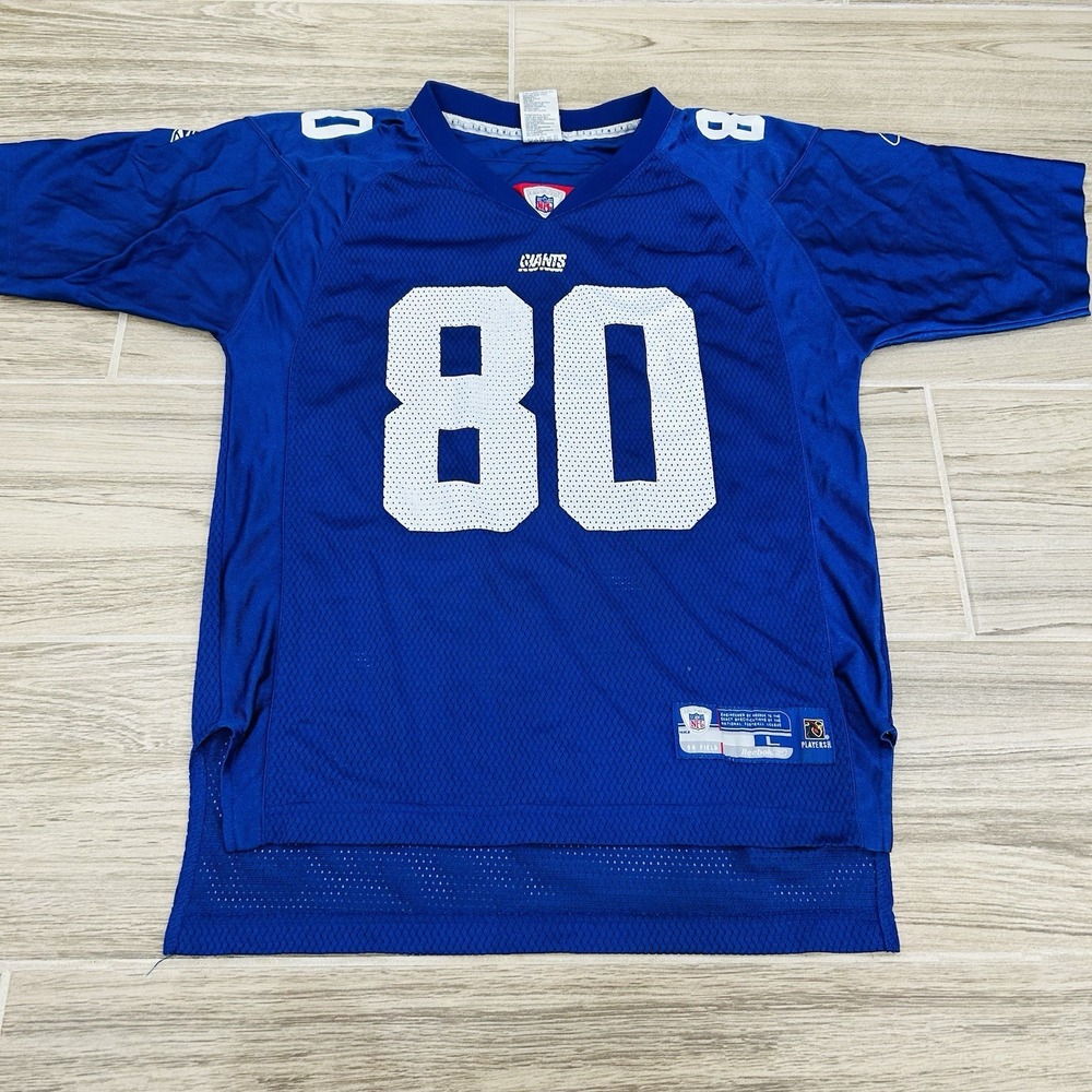Vtg Reebok NFL New York Giants Jeremy Shockey 80 Jersey Blue Youth Large 14-16